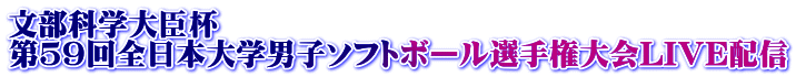 文部科学大臣杯 第５９回全日本大学男子ソフトボール選手権大会LIVE配信